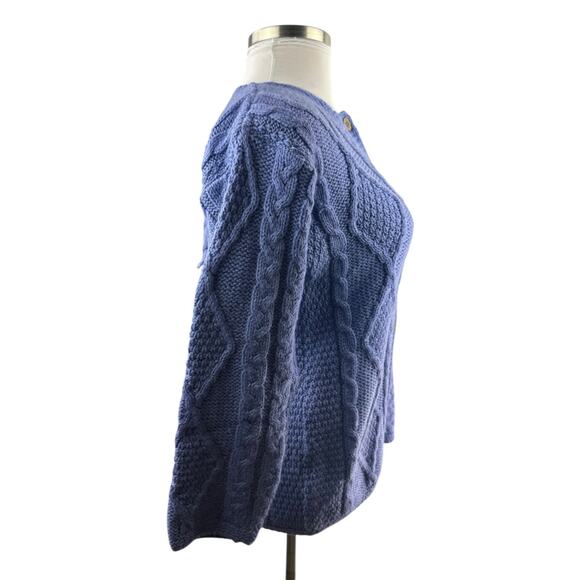 Connemara Knitwear Chunky Cable Knit Ireland Cardigan Sweater Purple Size Small - Picture 14 of 16